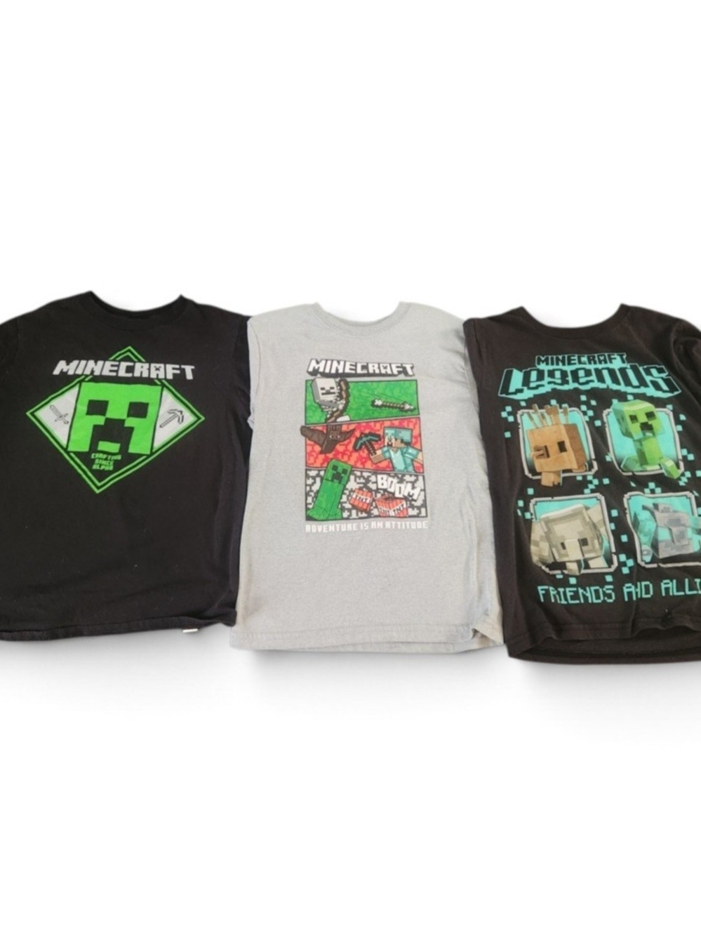 Minecraft Kids Graphic Tees - Black & Gray Lot/Bundle Of 3